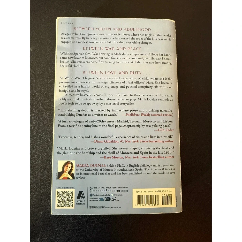 The Time in Between‎ Maria Duenas Paperback Historical Fiction Novel